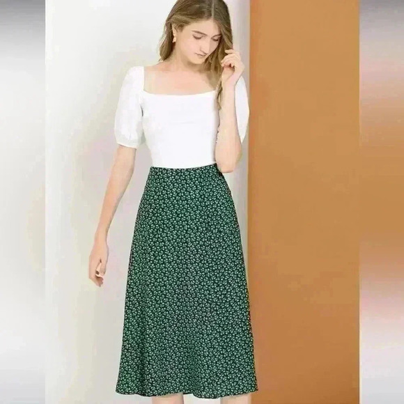 Allegra K Floral Midi Skirt - Picture 1 of 6